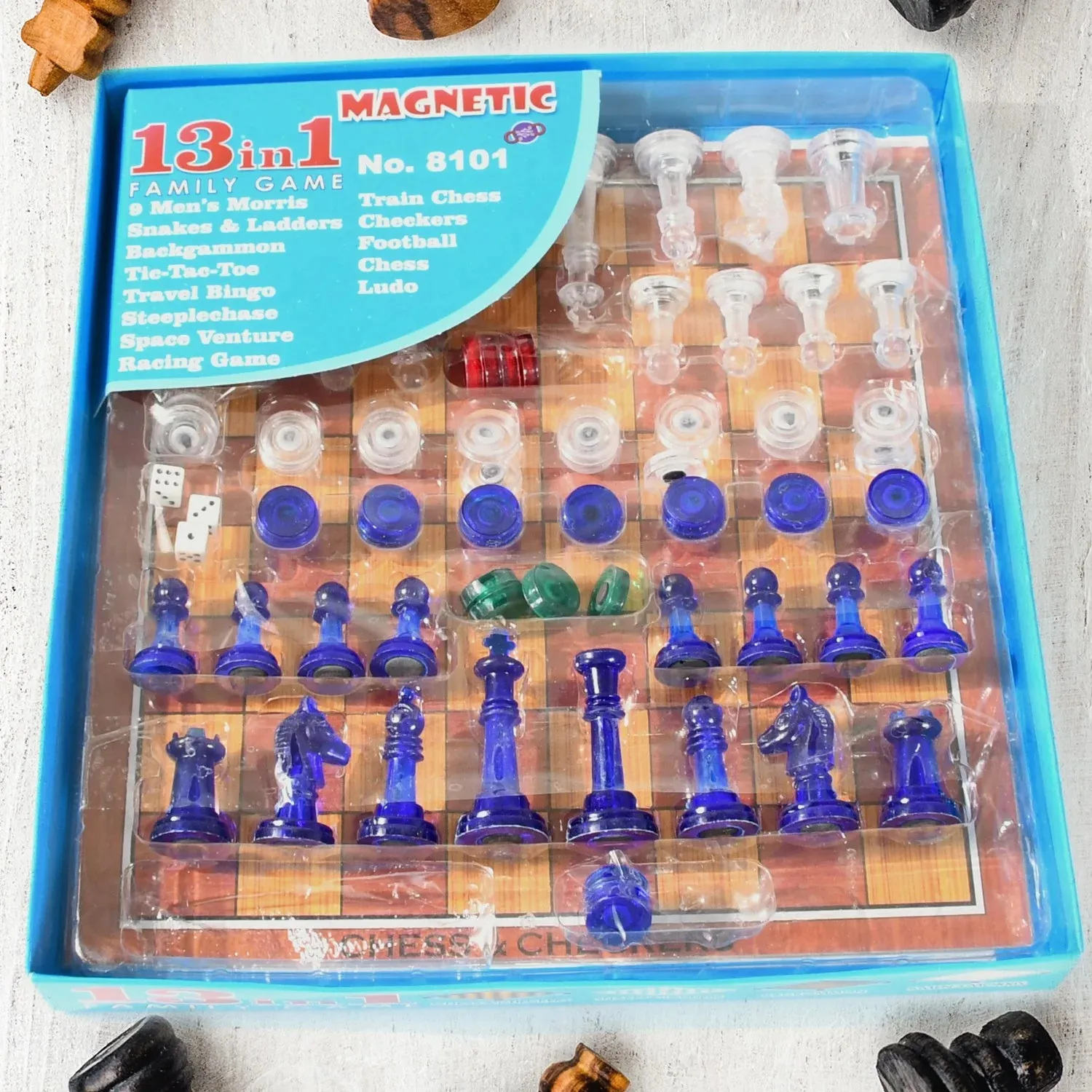 17669 13 In 1 Family Board Game Chess, Snakes & Ladders, Ludo, Tic-Tac-Toe, Checkers, Set For Kids