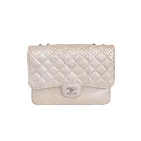 3 Accordion Flap Python Leather Beige SHW