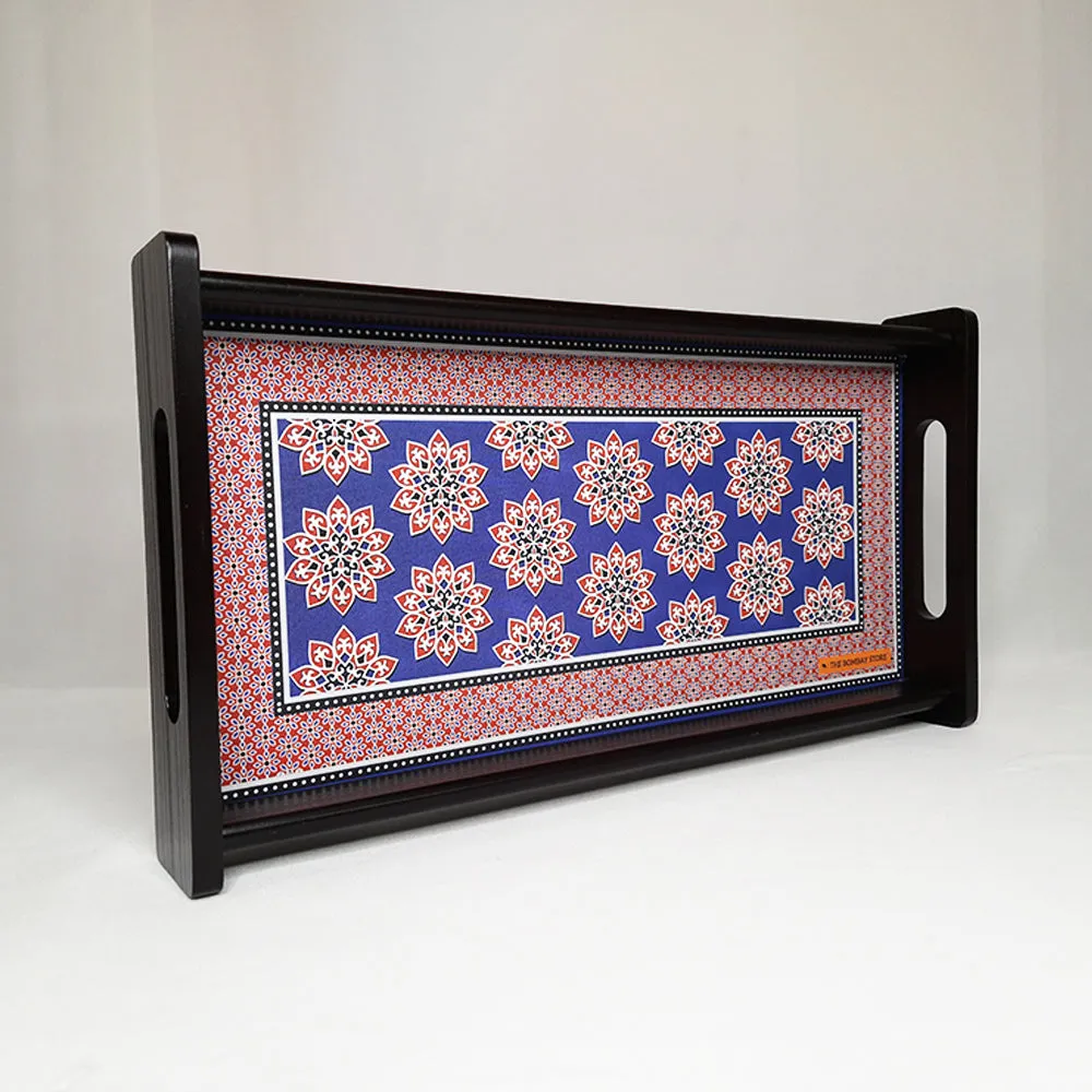 Ajrakh Rectangle Mini Tray with Matte Finish (Indigo)