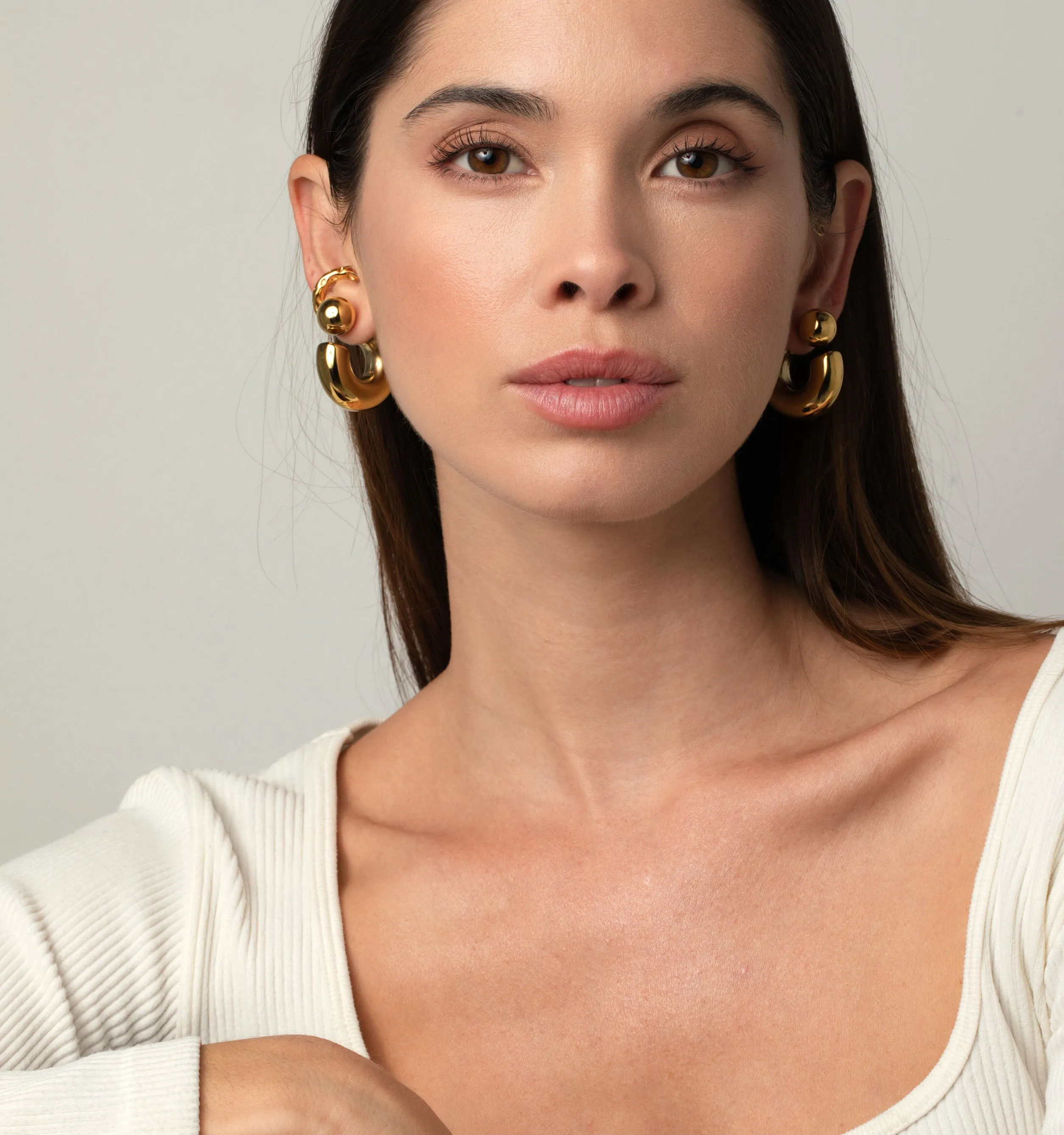 Amberly Reversible Hoop Earrings - Sphere