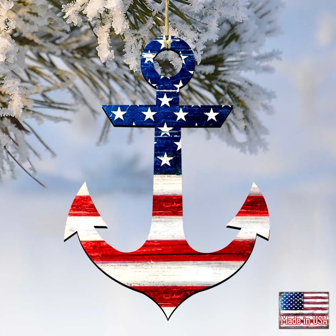 American Flag Anchor Wooden Ornaments by G. DeBrekht - American Patriotic Decor - 8198913