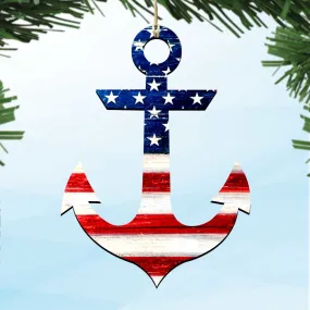 American Flag Anchor Wooden Ornaments by G. DeBrekht - American Patriotic Decor - 8198913