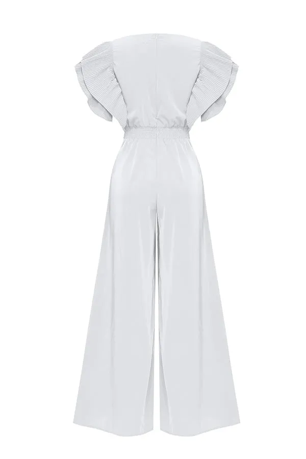 Anita Butterfly Sleeve Deep V Neck Wide Leg Pants Jumpsuit