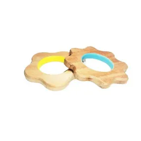 Babycov Cute Flower Shape Natural Neem Wood Teethers for Babies | Natural and Safe | Goodness of Organic Neem Wood | Both Chewing and Grasping Toy | Set of 2 (Age 4  Months)