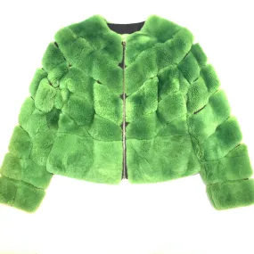 Barya NewYork Ladies Cim Yesil Green Rex Chinchilla Fur Coat