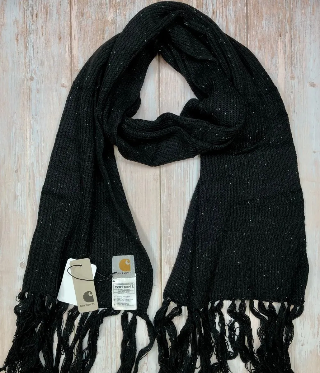 Black Wool Rich Anglistic Scarf