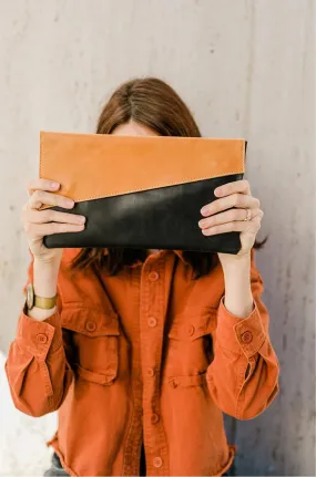 Convertible Crossbody & Clutch in Caramel   Ink Black (Ethiopia Collection)