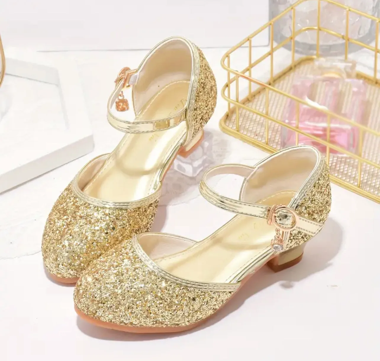 “Diamond Charm” Glitter Princess High Heels, Youth