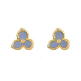 Earring Epoxy Three Petals Blue Gold