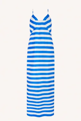 Faith Dress In Blue Stripe Twill