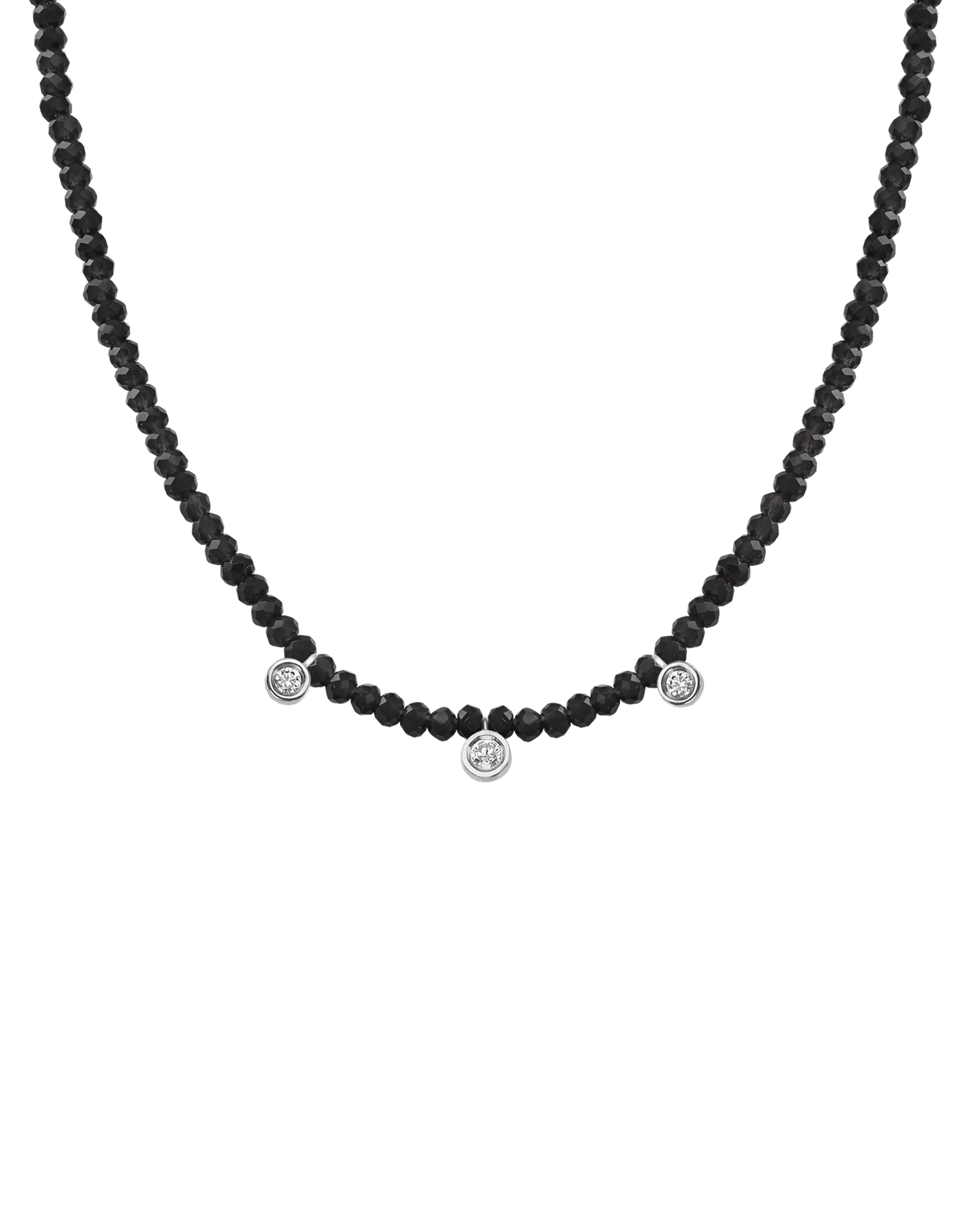 Garnet Gemstone & Three diamonds Necklace - 14K Yellow Gold