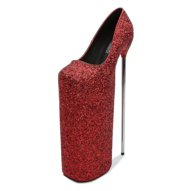 Glitter High Platform Shoes with Metal Heels for Stunning Style