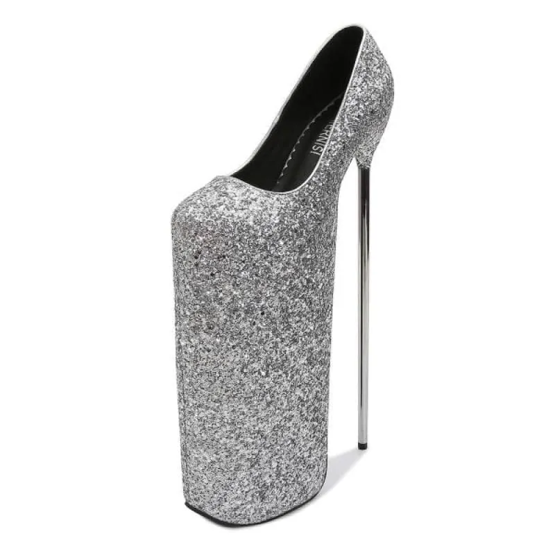 Glitter High Platform Shoes with Metal Heels for Stunning Style