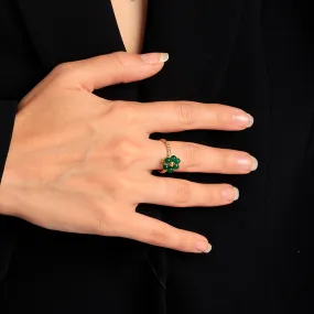 Green Enamel Flower Ring