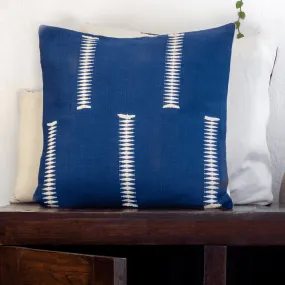 Indigo & White Lined Handwoven Cushion Cover