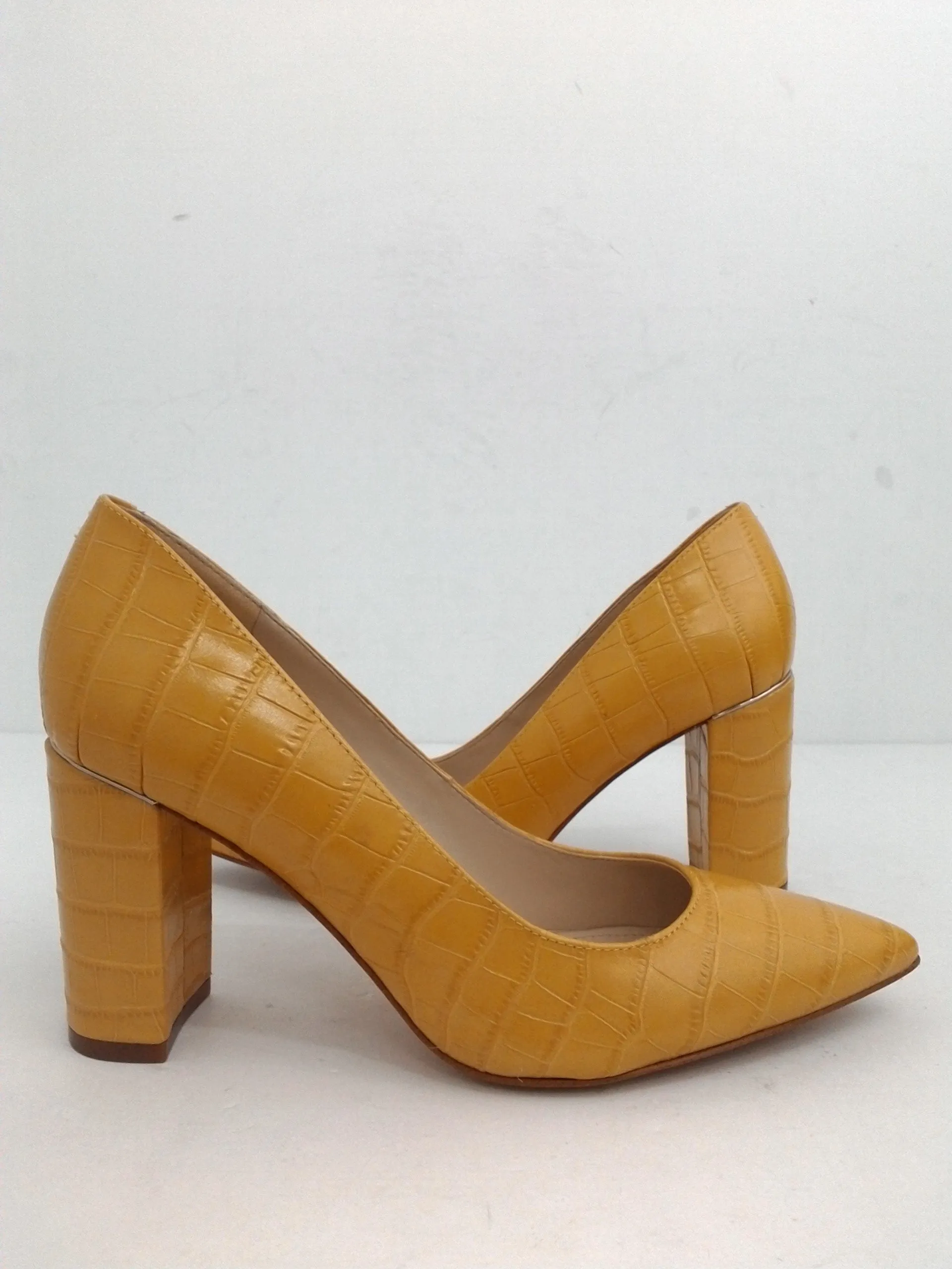 Marc Fisher Women's Viviene Yellow Leather Heels Size 6.5 M