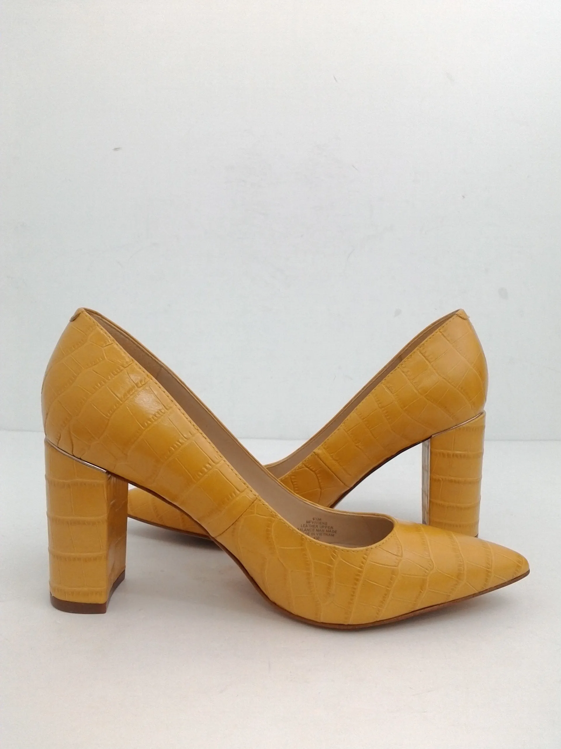 Marc Fisher Women's Viviene Yellow Leather Heels Size 6.5 M