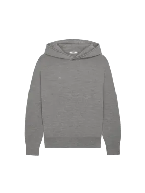 Mens Regenerative Merino Wool Hoodie—grey marl