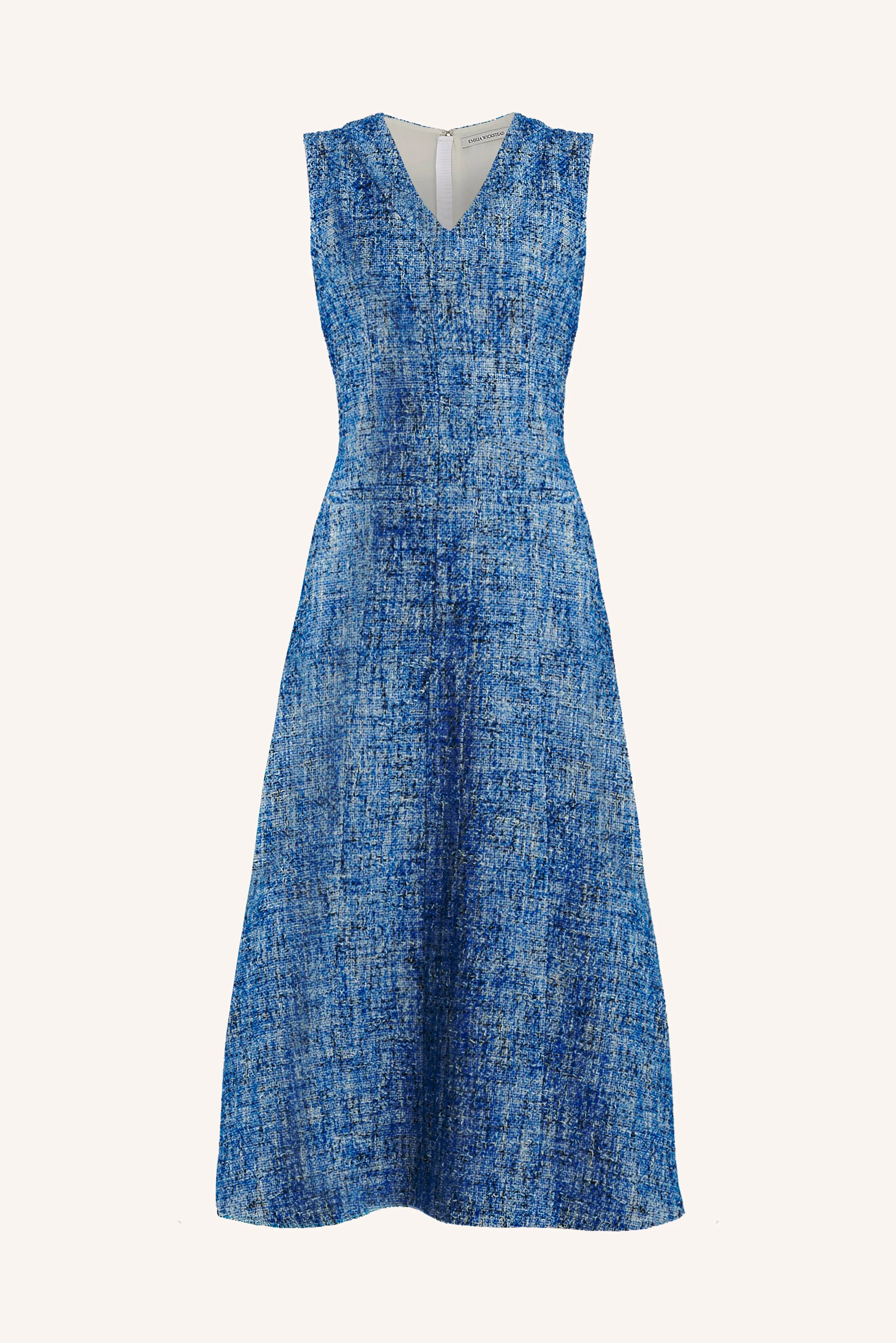 Mio Dress In Blue Cotton Tweed