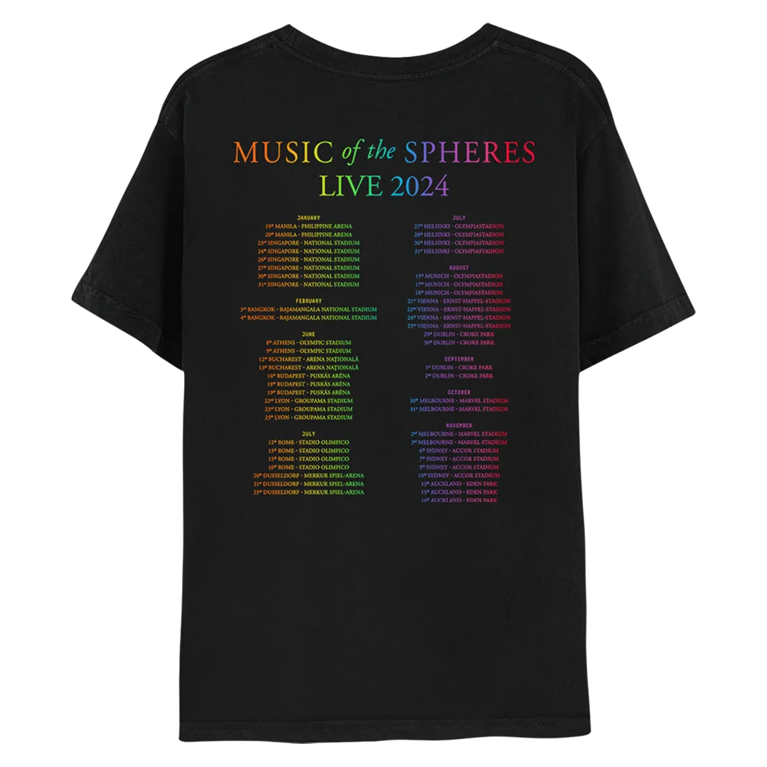 Music Of The Spheres World Tour 2024 Tee - Black