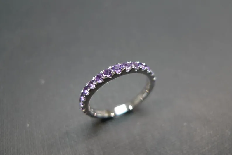 Natural Amethyst Ring in White Gold