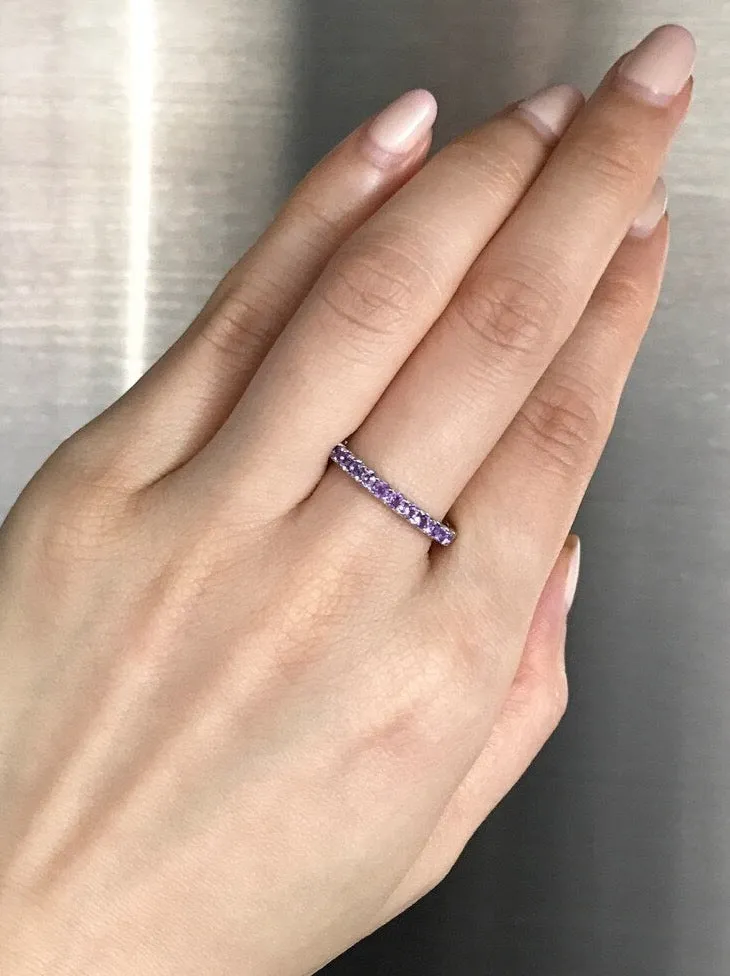 Natural Amethyst Ring in White Gold