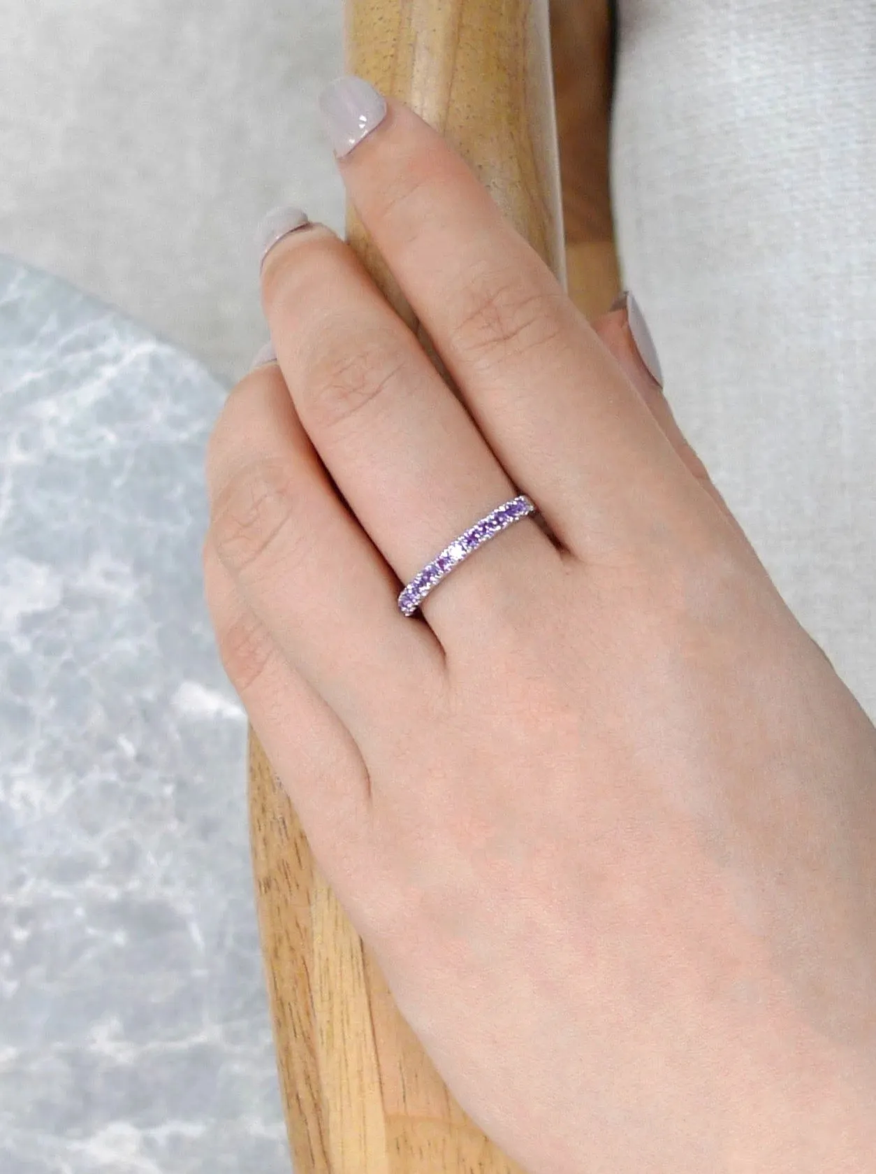 Natural Amethyst Ring in White Gold