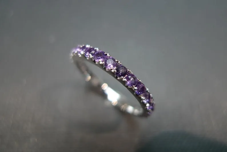 Natural Amethyst Ring in White Gold