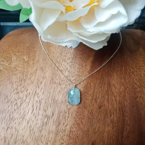 Natural faceted aquamarine cabochon sterling silver necklace