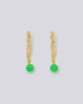 Neon Green Gold Earrings