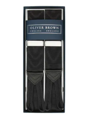 Plain Moire Suspenders - Black