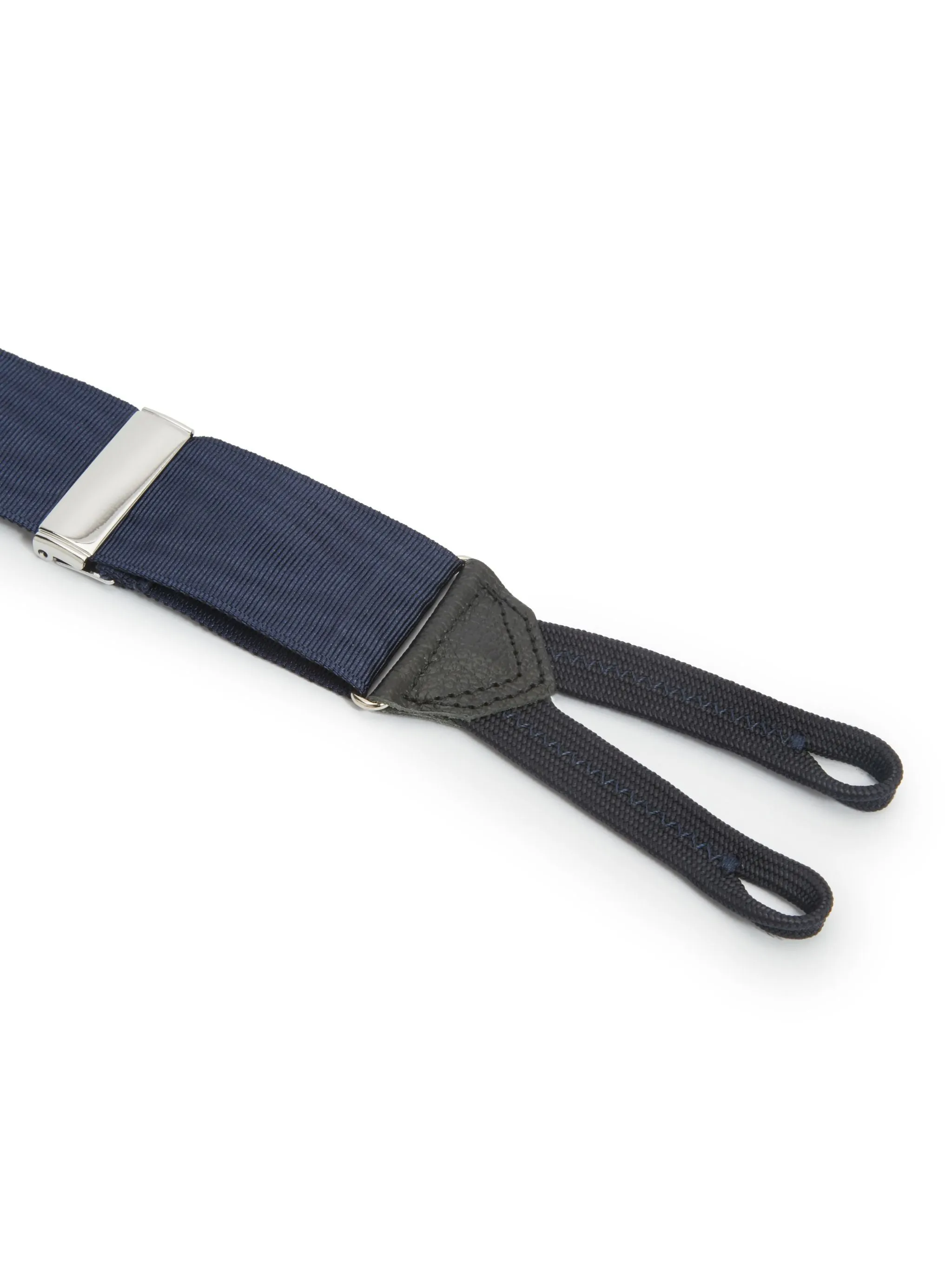 Plain Moire Suspenders - Navy