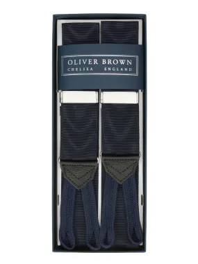 Plain Moire Suspenders - Navy