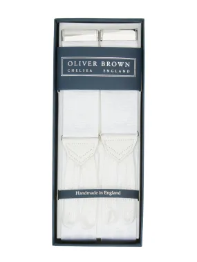 Plain Moire Suspenders - White