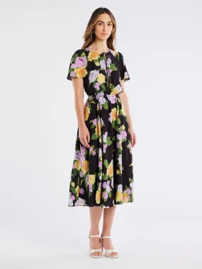 Rose Cascade Midi Dress