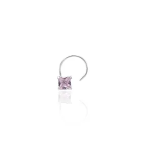 Silver Beautiful Square Purple Gem Nosepin