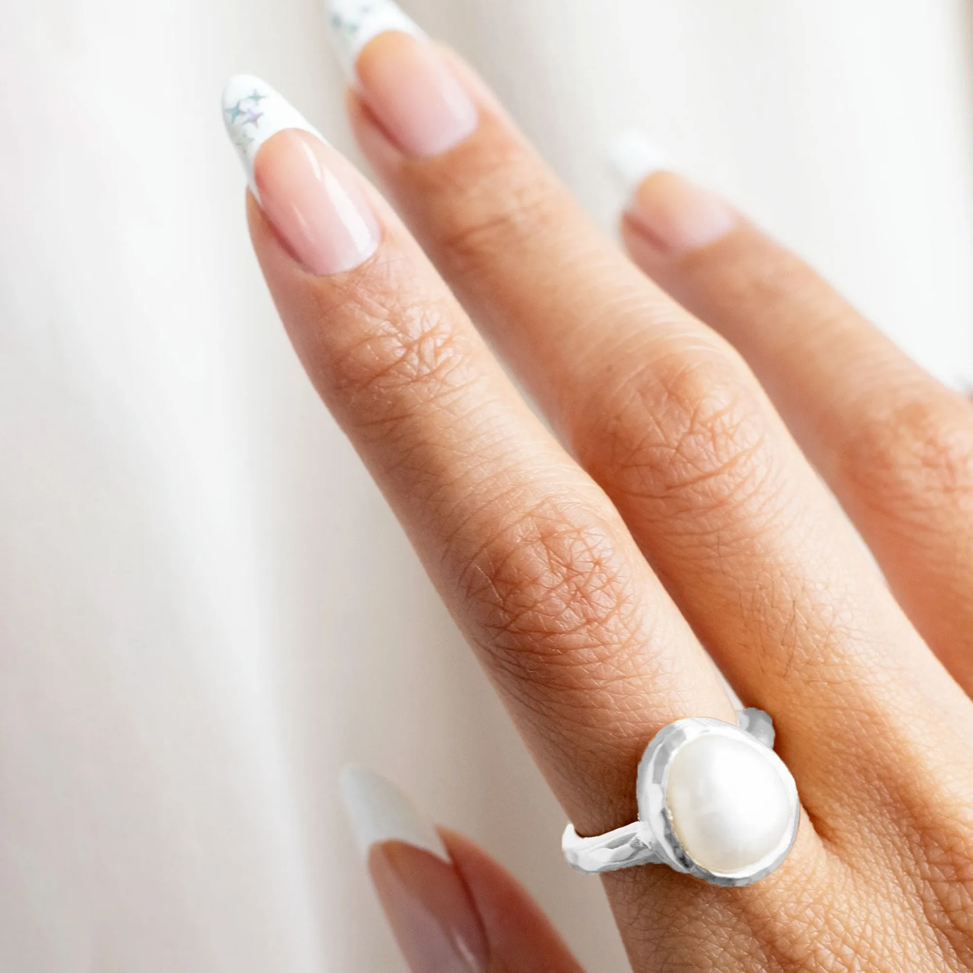 Silver Moonlight Pearl Ring