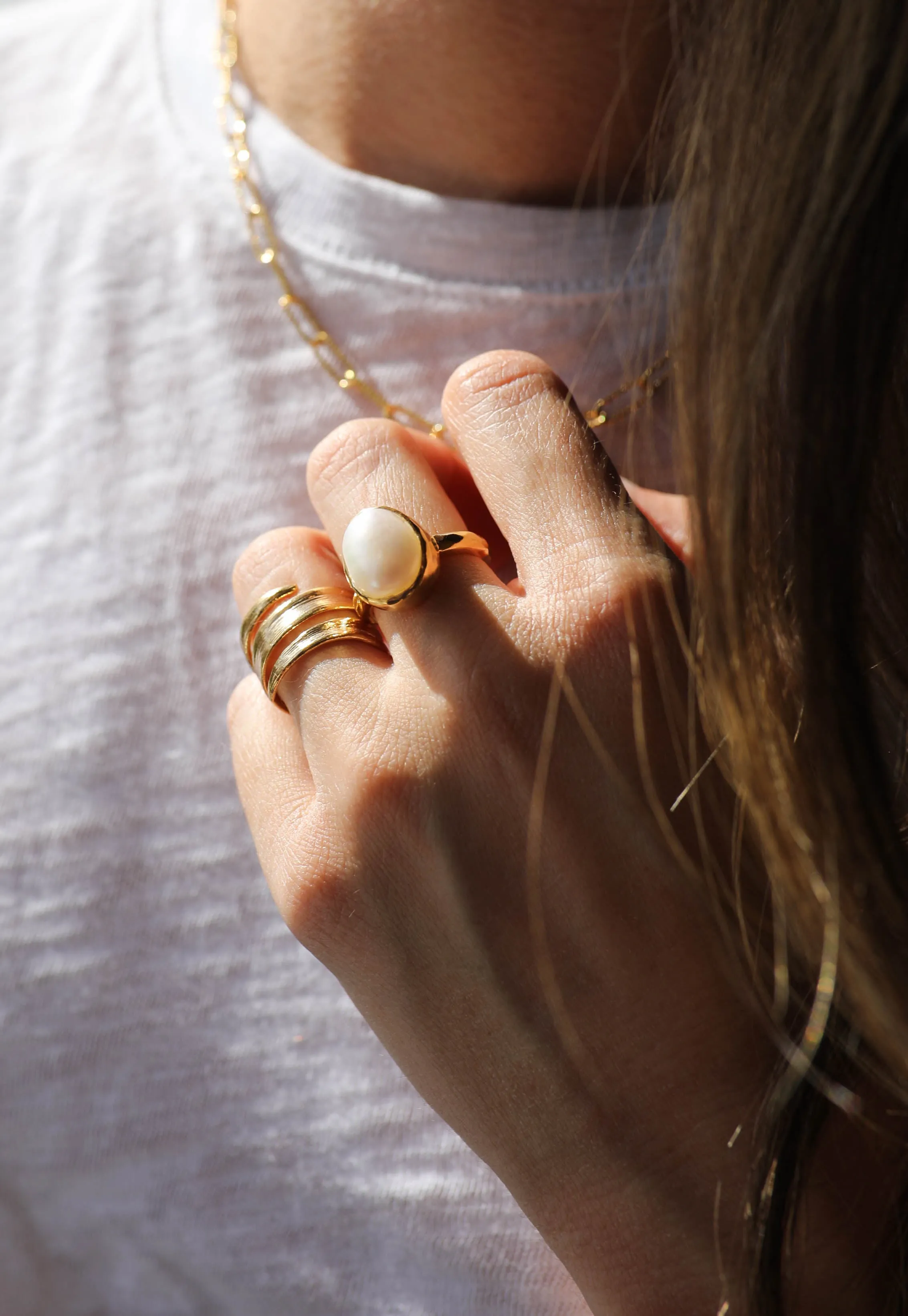 Silver Moonlight Pearl Ring