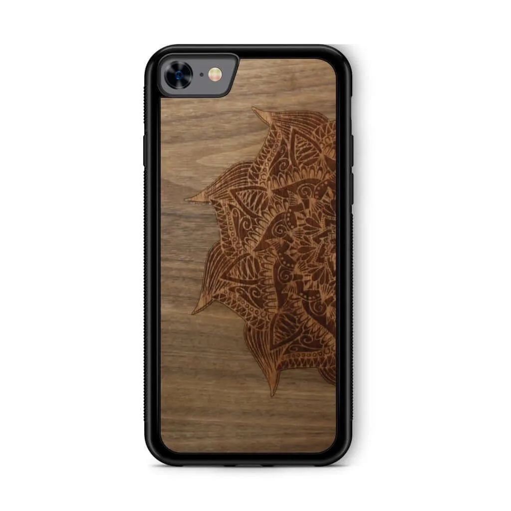 Slim Wooden Phone Case (Cedar Mandala in Black Walnut)