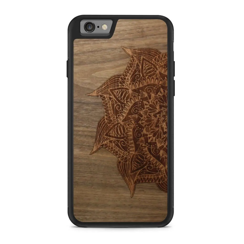 Slim Wooden Phone Case (Cedar Mandala in Black Walnut)