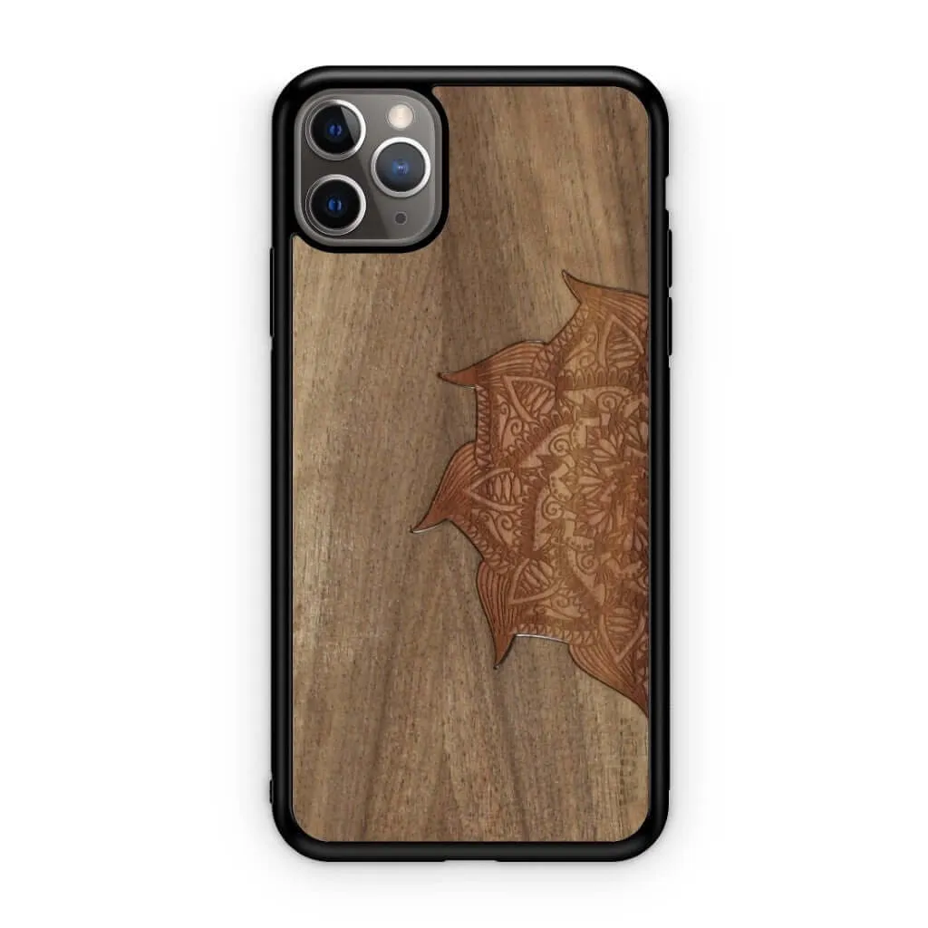 Slim Wooden Phone Case (Cedar Mandala in Black Walnut)