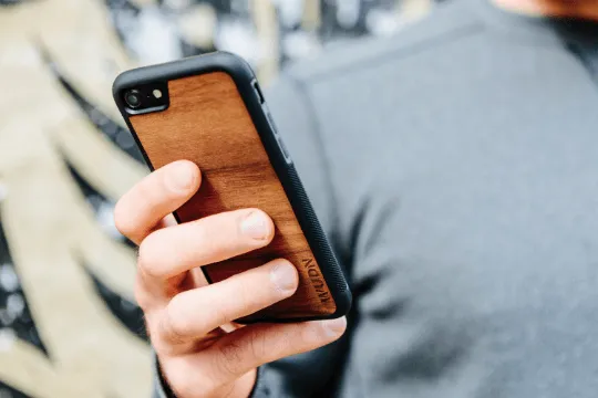 Slim Wooden Phone Case (Cedar Mandala in Black Walnut)