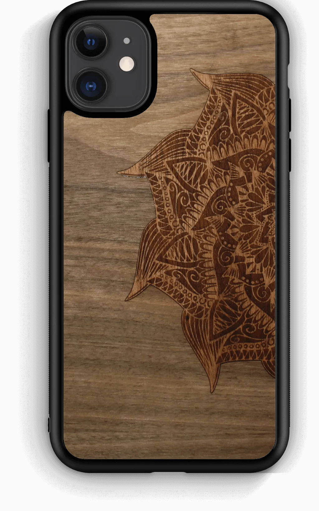 Slim Wooden Phone Case (Cedar Mandala in Black Walnut)