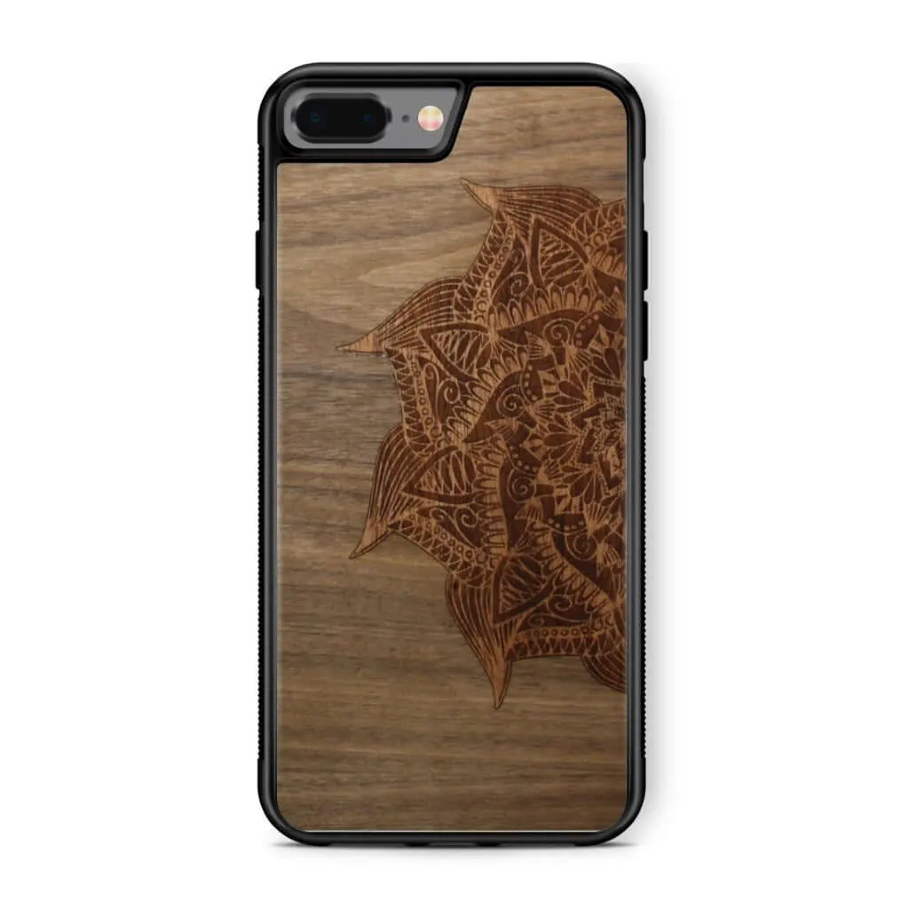 Slim Wooden Phone Case (Cedar Mandala in Black Walnut)