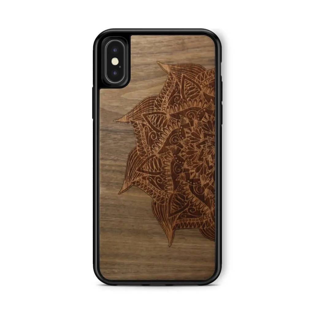 Slim Wooden Phone Case (Cedar Mandala in Black Walnut)