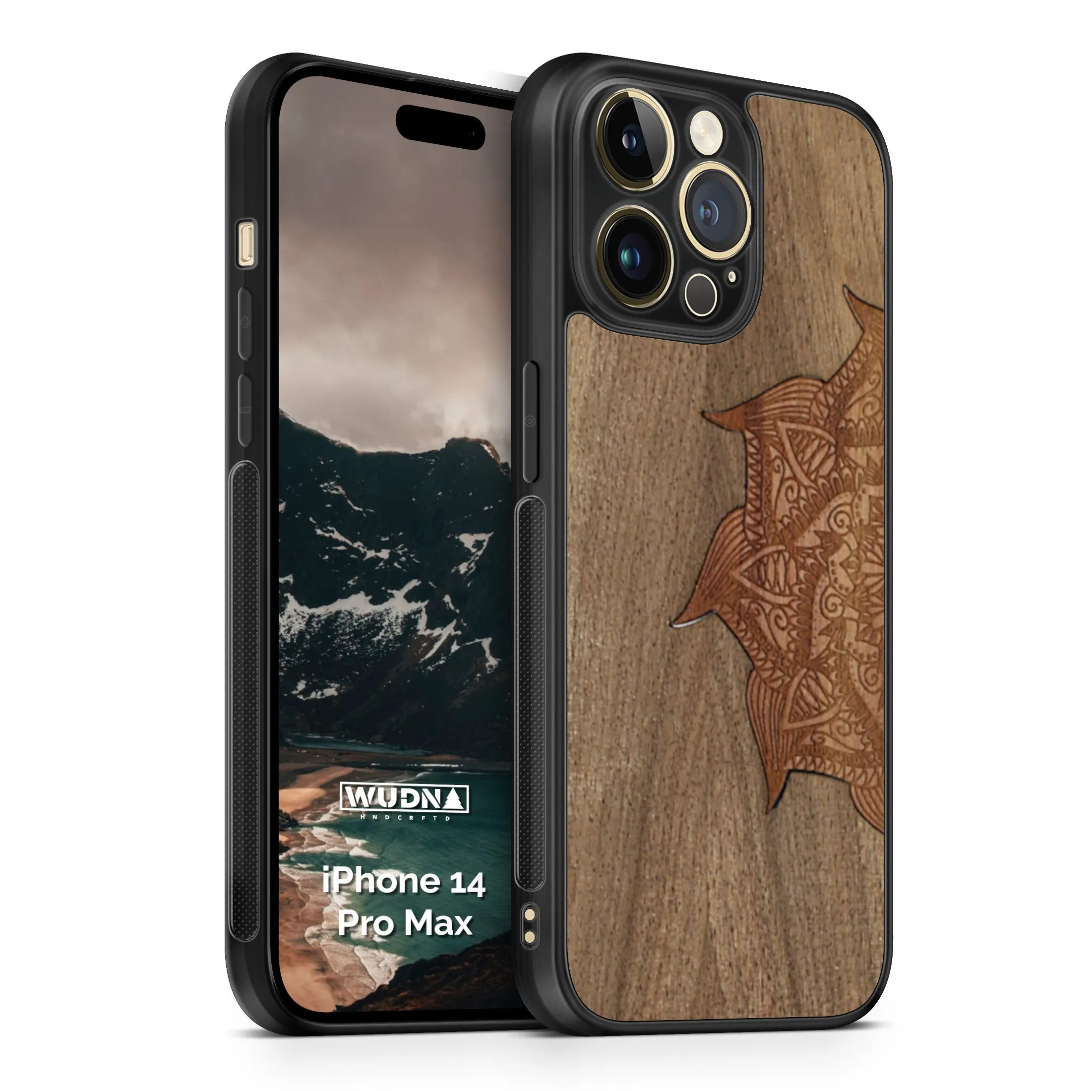 Slim Wooden Phone Case (Cedar Mandala in Black Walnut)