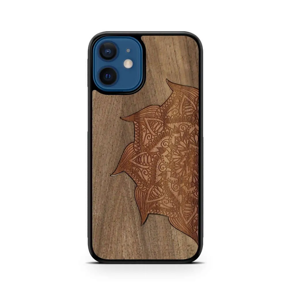 Slim Wooden Phone Case (Cedar Mandala in Black Walnut)