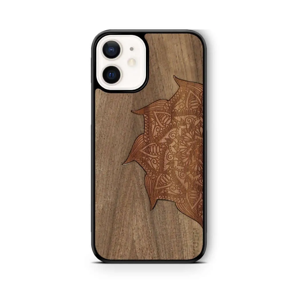 Slim Wooden Phone Case (Cedar Mandala in Black Walnut)