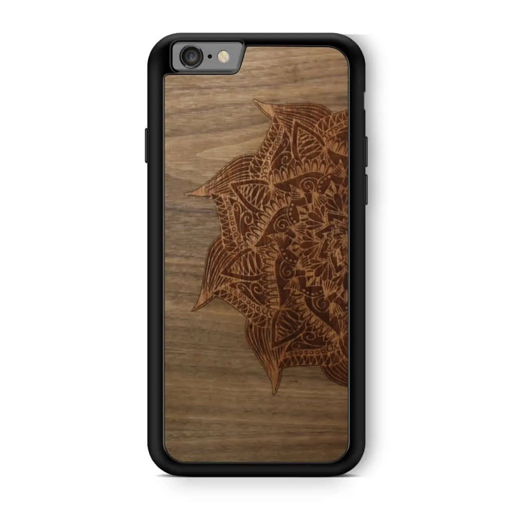 Slim Wooden Phone Case (Cedar Mandala in Black Walnut)