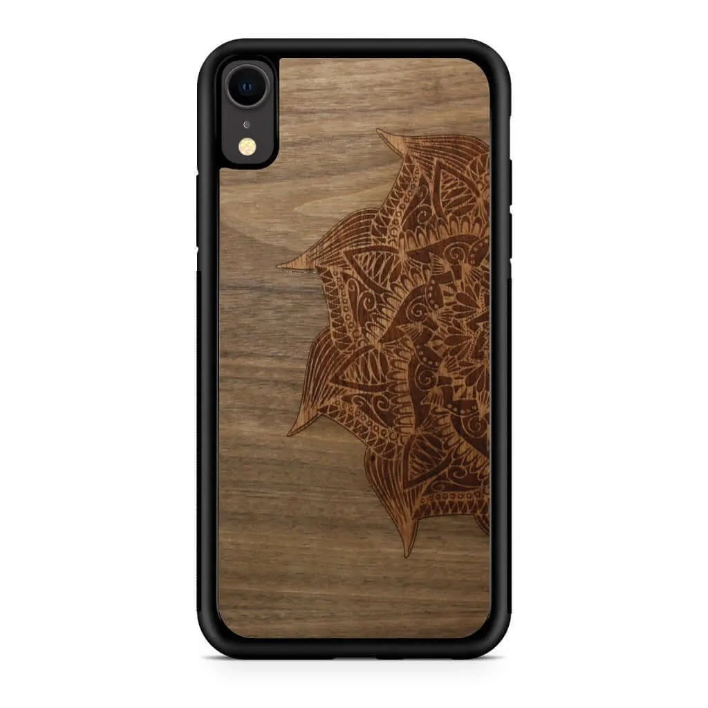 Slim Wooden Phone Case (Cedar Mandala in Black Walnut)